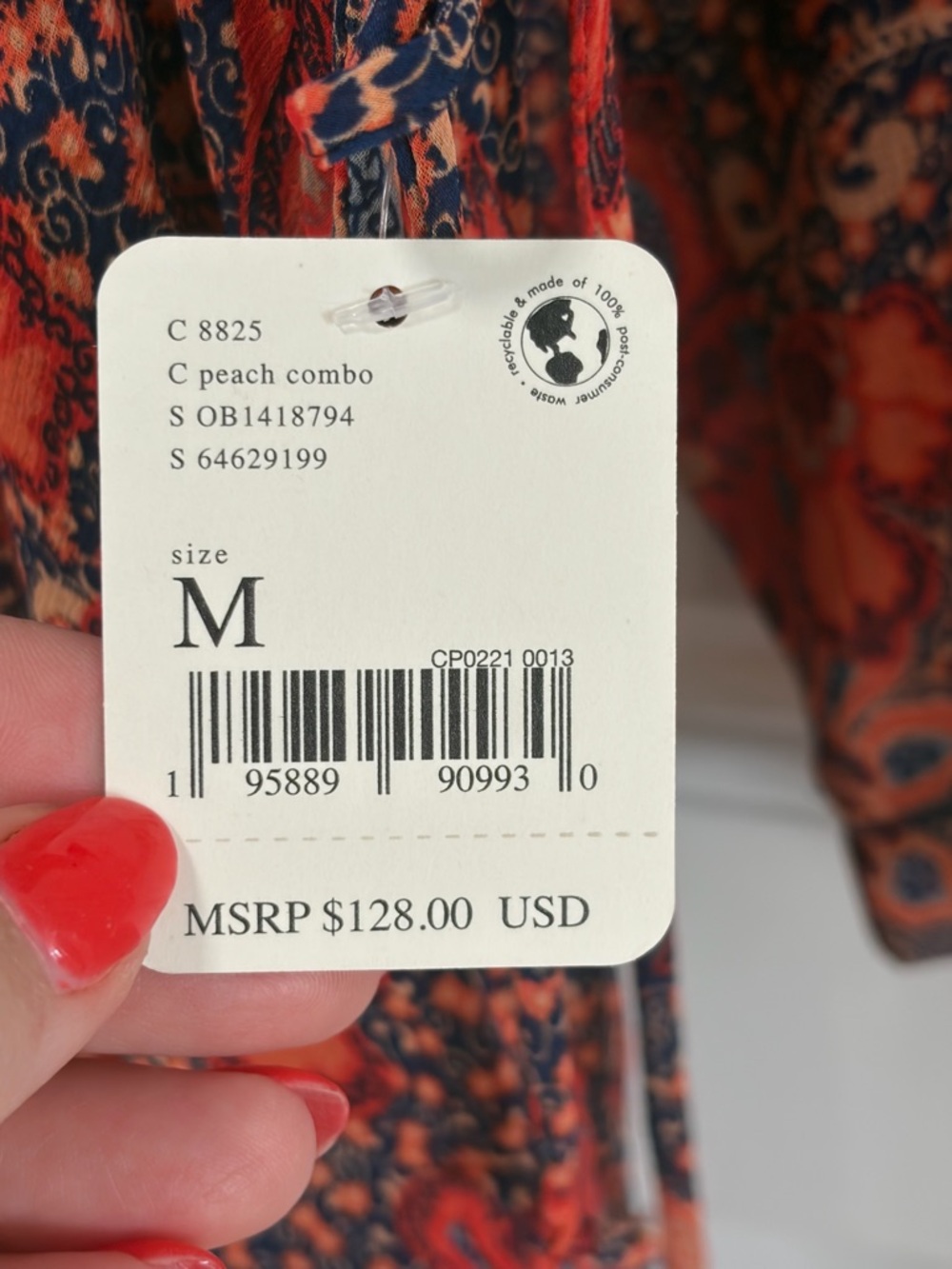 Free People Teegan Mini Dress NWT size Medium‎ in Peach Combo Floral Faux Wrap - Picture 8 of 14
